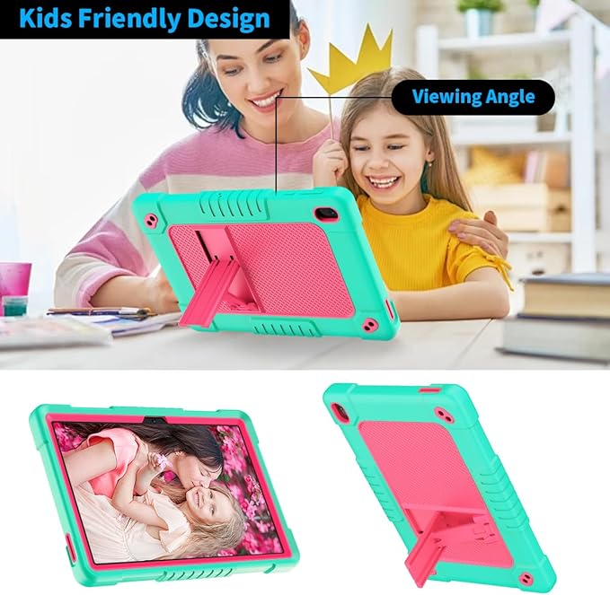 for Onn 10.1 inch Tablet Case 2024for Onn 10.1 Tablet Case Gen 4 Shockproof Rugged Kids Cover with Screen Protector Shoulder Strap for Walmart 10.1 (2024 Model:100135925)(GreenPink+2Pcs)