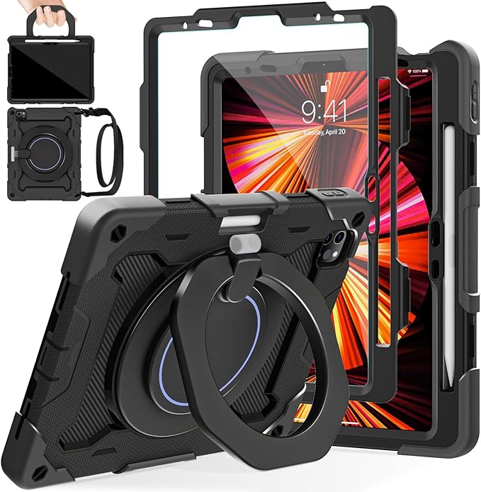 ROISKIN for iPad Air 11 inch M4/M3/M2 Case iPad Pro 11 inch 4th/3rd/2nd/1st GenerationiPad Air 5th/4th 10.9 inch CaseHeavy Duty Shockproof with 360 Stand Handle Shoulder Strap Pen Holder for Kids