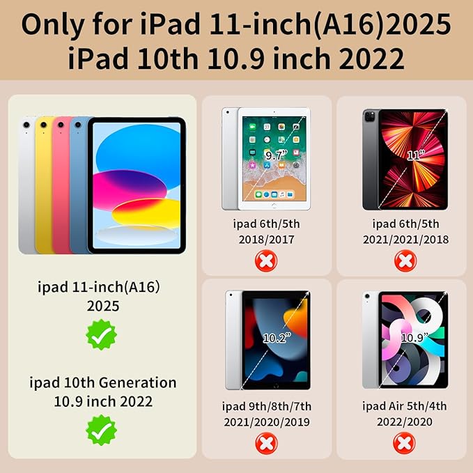 Case for iPad (A16) 11th Generation 11 Inch 2025 / iPad 10th Generation 10.9 Inch 2022 Rugged Heavy Duty Protective Cover [Built-in Pencil Holder ] for iPad 11/10 Gen (Rosered/Pink)