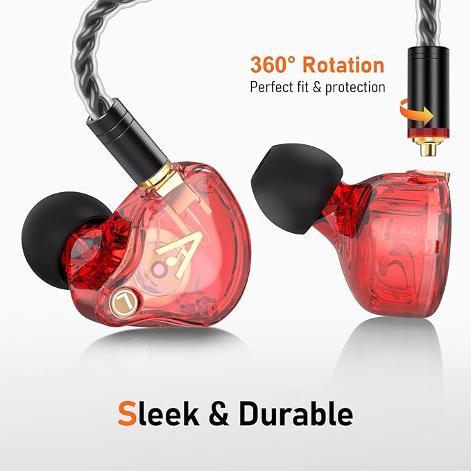 Vibes 202M Wired Earbuds - HiFi in Ear Monitor Headphones - Noise Isolating Ear Buds w/ Mic - Clear Sound Deep Bass &amp Comfort-Fit Gaming Earphones - MMCX to 3.5mm &amp Silver Plated Cord Carryi