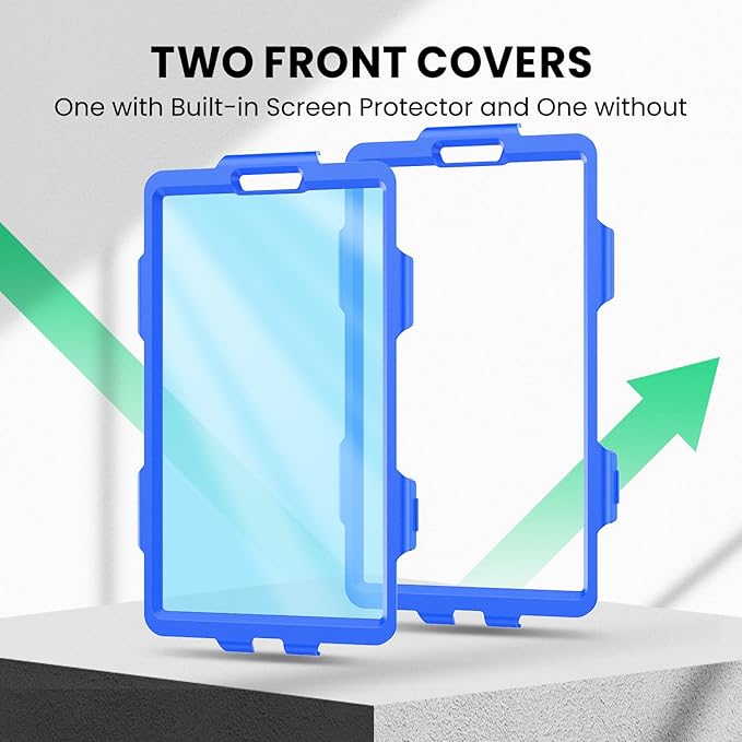 SEYMAC for Samsung Galaxy Tab A9 Case 8.7 Inch 2023 (SM-X110/X115/X117) Heavy Duty Shockproof Protective Case with Screen Protector Rotating Stand Hand/Shoulder Strap and Pen Holder Blue