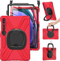 BRAECN Case for Samsung Galaxy Tab S10+/S9 FE+/S9+ 12.4” 2024 SM-X820/X610/X810 Shockproof Silicone Case with Screen Protector/S Pen Holder/Shoulder Strap/Kickstand for Galaxy Tab S8+/S7 FE/S7+Red