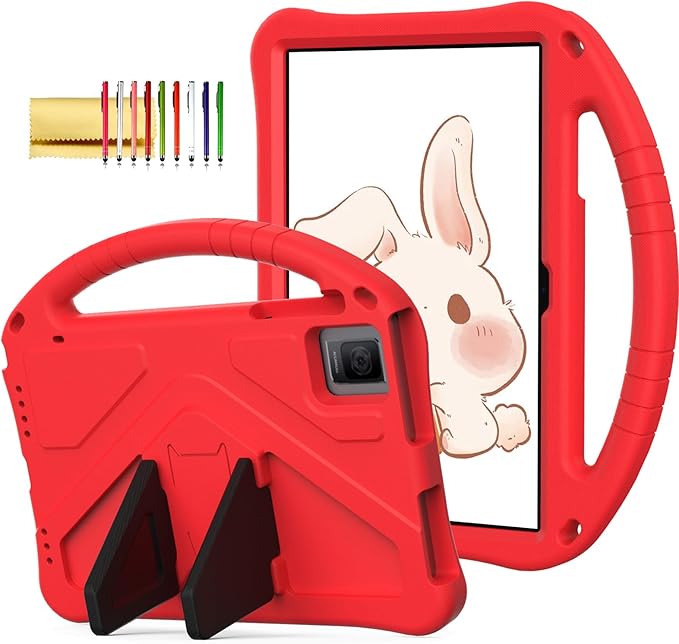 Dteck Kids Case for T-Mobile Revvl Tab 5G 2023 TabletLightweight Shockproof Rugged EVA Kids Friendly Handle Stand Child Proof Silicone Kids Case for T-Mobile REVVL Tab 5G 2023 10.36 TabletRed