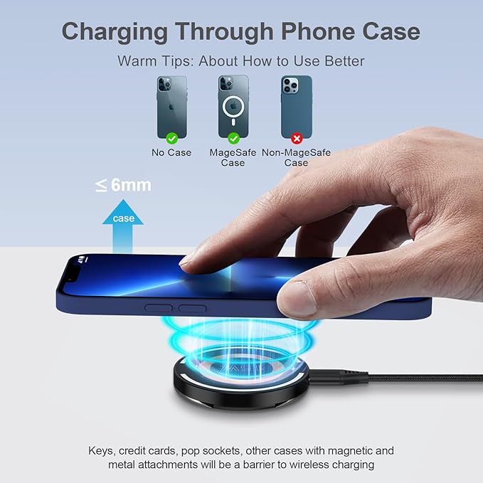 S24 Ultra Wireless Charger Fast Charging Pad for Galaxy S24+/S24/S23+/S22/S21/S20/Z Flip 5Google Pixel 8Pro/8a/7/62Pack 15W Magnetic Wireless Charger Mat Charger Dock for iPhone 15