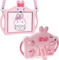 for Samsung Galaxy Tab A9 Plus Shockproof Case for Kids Girls with Adjustable Shoulder Straps and Handle Cute Rabbit Soft Silicone Tablet Cover for Galaxy Tab A9 Plus 11'' 2023(Pink)