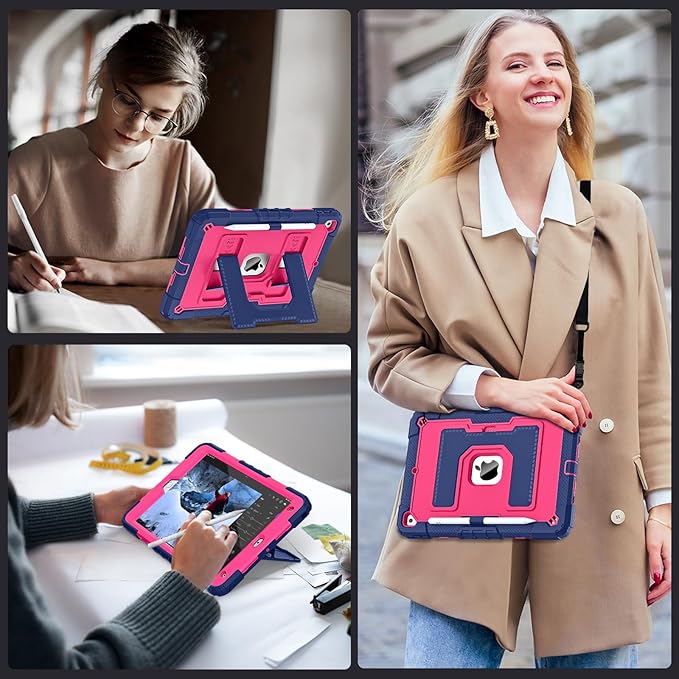 for iPad 9th/ 8th/ 7th Generation 10.2 Inch iPad Case 9th Generation with Pencil HolderHeavy Duty Shockproof Cover for i Pad 9th/8th/7th Gen 2021/2020/ 2019Navy Pink