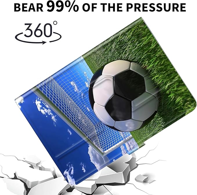 for Universal 10 10.1 Inch Android Tablet Case 360 Degree Rotating Leather Stand Folio Cover for iPad 9.7/10.2/10.5/Galaxy Tab 9-10.5/Fire HD10 &amp More 9.0-10.5 Inch TabletFootball Field