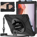 BRAECNstock Silicone Case for Microsoft Surface Pro 7+ Plus/Pro 7/6/5/4 12.3 inch Shockproof Rugged Cover with Screen Protector 360° Rotating Hand Strap + Stand Pen Holder Shoulder Strap Black