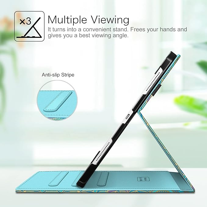 Fintie Folio Case for iPad Pro 12.9 6th Generation 2022 Multi-Angle Smart Stand Cover w/Pencil Holder &amp Pocket Also Fit iPad Pro 12.9 2021 5th &amp 2020 4th &amp 2018 3rd Gen Shades of Blue