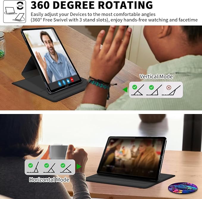 Case for Samsung Galaxy Tab S10 Plus/ S9 FE Plus/ S9 Plus 5G Tablet 12.4 Inch Case360 Degree Rotating Swivel PU Leather Stand Flip Folio Cover with Auto Wake/SleepGlitter Sea Turtle