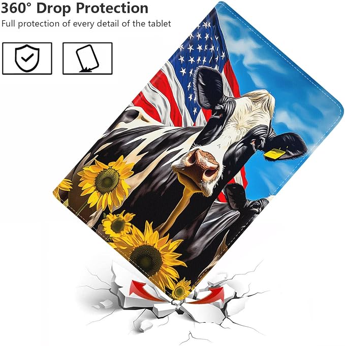 American Flag Cow and Sunflower