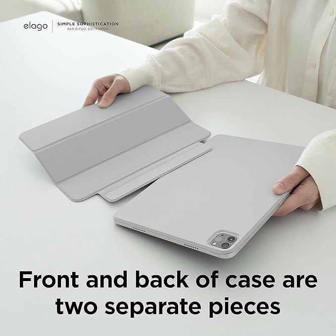 elago Case for iPad Air 11(M4 M3 M2) 5th 4th / Pro 11(1st) - iPad Case with Magnetic Attachment to Metal Compatible with Apple Pencil and elago’s Pencil case (Light Grey)
