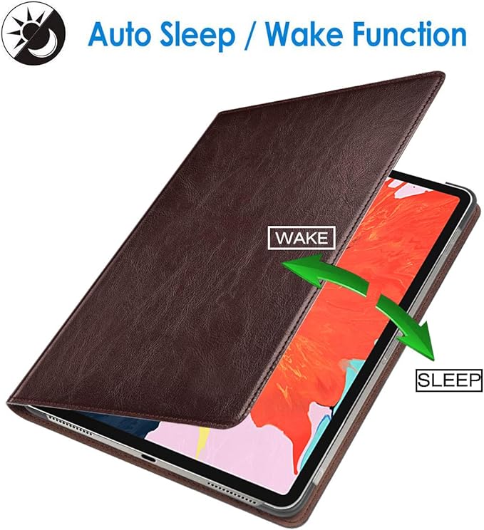 for Ipad Case 10.2-inch 9th/8th/7th Gen 2021/2020/2019 Genuine Leather Cover Protective ShellAuto Wake/Sleep.Dark Brown