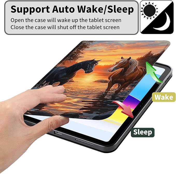 Case for Amazon Kindle Fire HD 10 and Fire HD 10 Plus 10.1 Tablet Case (13th/11th Generation 2023/2021 Release) Slim Fit PU Leather Cover with Auto Sleep/Wake - Oil Art Horse