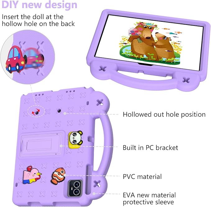 for Revvl Tab 2 Case (2025) EVA Shockproof Tablet Cover with Stand Handle Shoulder Strapfor Tmobile Revvl Tab 2 Tablet Case 10.1'' Purple