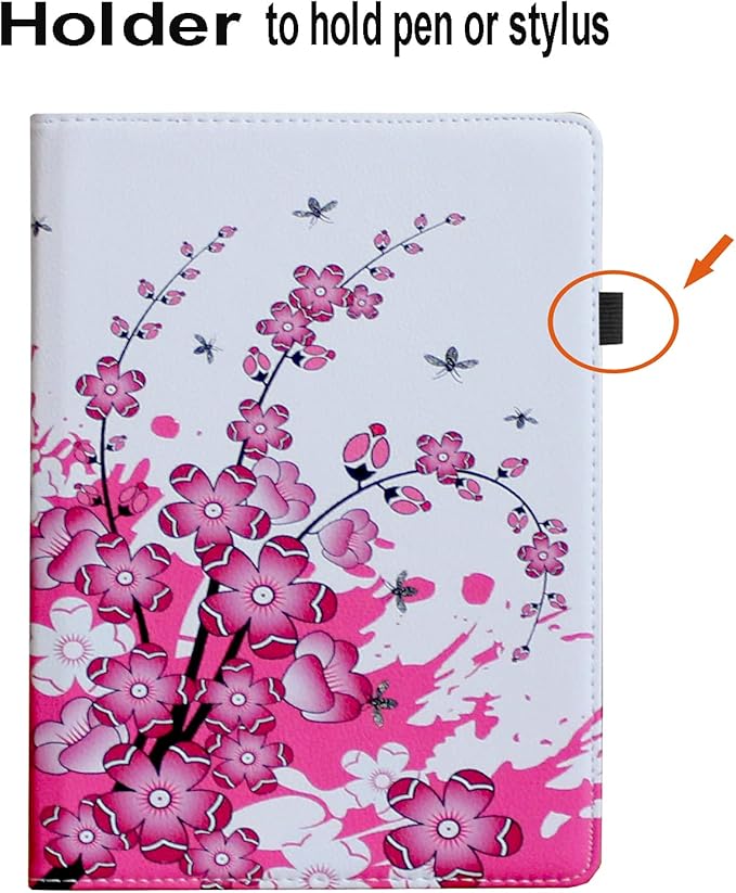 Case for iPad A16 11-inch (11th Gen 2025) for 2022 iPad 10th Generation 10.9 inch Rotating Stand Smart Magnetic Cover for Model A3354 A3355 A3356 A2696 A2757 A2777 (Pink White Flower)