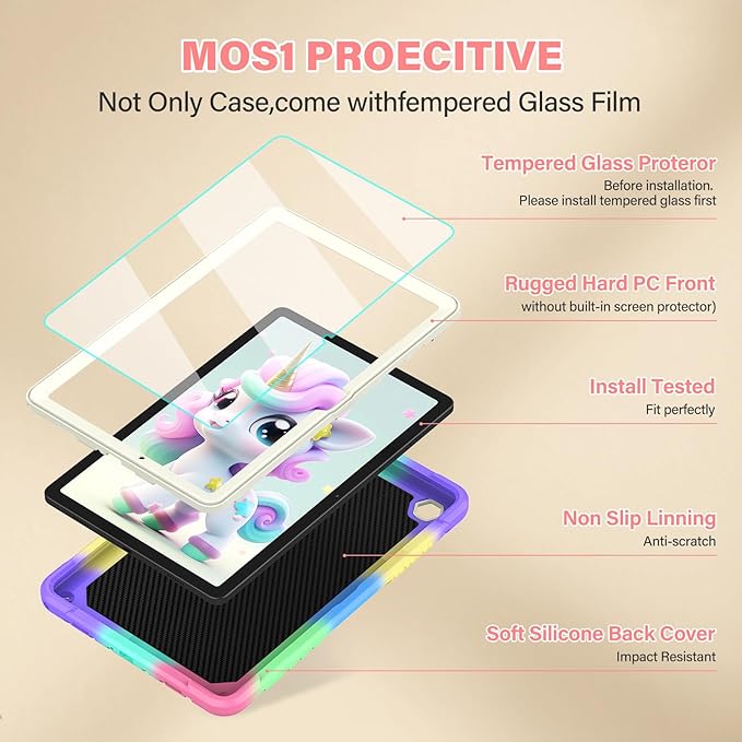 Case for Samsung Galaxy Tab A11+ Plus/ A9+ 11 inch 2025/2023 with Screen ProtectorUnicorn Stand Shoulder StrapShockproof for Galaxy Tab A11 Plus/A9 Plus Tablet Case Kids Girls (Colourful)
