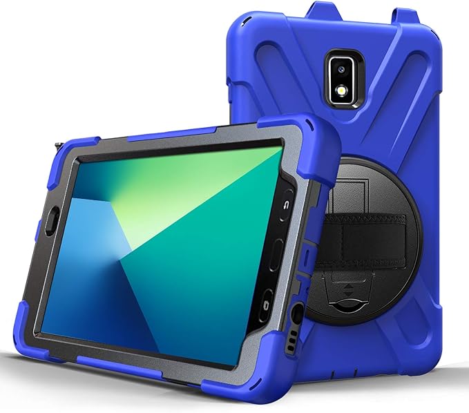 Case for Samsung Galaxy Tab Active 2 8.0 T390 T395 T397 Military Grade [15 ft Drop Tested] Full-Body Shockproof Protective Cover with 360° Rotation Stand Hand Strap &amp Pencil Holder