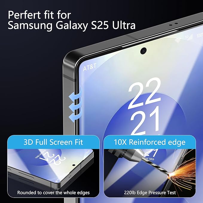 X-it 2-Pack Privacy Screen Protector Compatible with Samsung Galaxy S25 100% Fingerprint Unlock 9H+ Tempered Glass Automatic Dust Removal Military-Grade Protection Bubble-Free Case Friendly