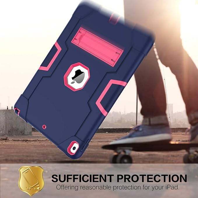 BENTOBEN for iPad Air 3 2019 Case iPad Pro 10.5 2017 Case 3 Layers Heavy Duty Rugged Shockproof Kickstand Protective Tablet Cases for iPad Air 3rd Gen/iPad Pro 10.5 2017 Navy Blue/Rose Red