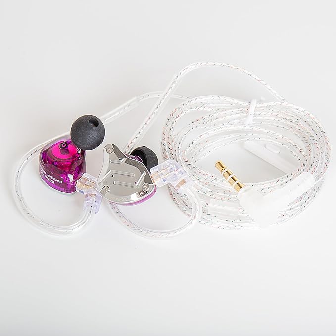 KZ ZS10 PRO in Ear Monitor Headphones 4BA+1DD 5 Hybrid Driver Gaming Earbuds Wired Earphones HiFi Clarity Sound Immersive Bass IEMs for Gaming Musicians Singers Audiophile (Purple with Microphone)