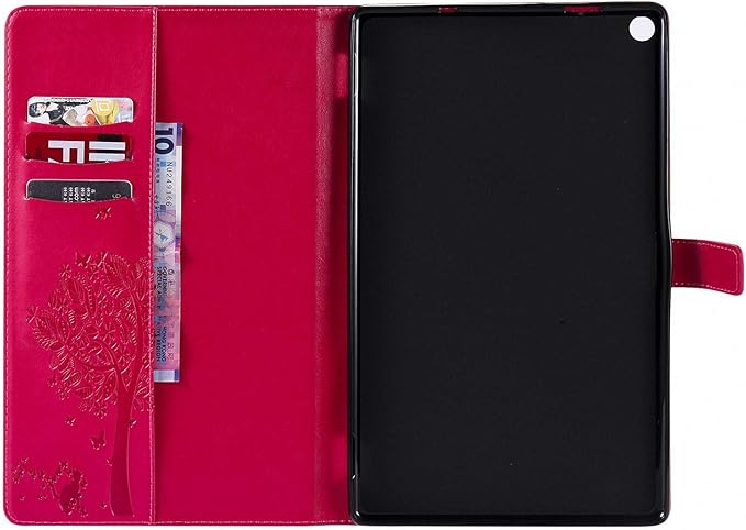 Folio Case for All-New Fire HD 10 2019/2017/2015 Techcircle Slim Light Magnetic Flip Wallet Protective Cover with Card Slots &amp Money Pocket for Amazon Fire HD 10.1 9th/7th/5th Generation Red