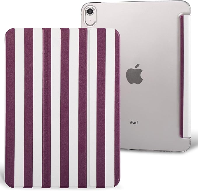 case for ipad 11th Generation11 Inch 2025 (A16 Chip) &amp 10th Gen 10.9 Inch 2022 - Slim Scratch-Resistant Hard PC Translucent Back Shell SmartCover Wake/Sleep Function Purple Stripes
