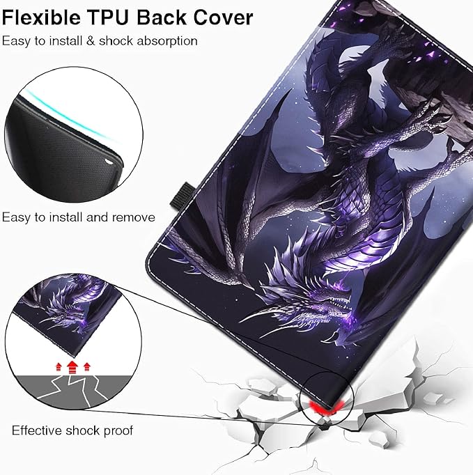 Case for All-New Amazon Fire HD 10 and 10 Plus Tablet (13th/11th Generation 2023/2021 Release) 10.1 - Slim Fit Standing Cover with Auto Sleep/WakePurple Dragon