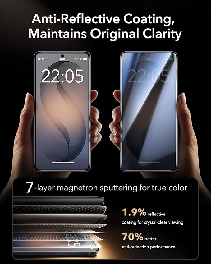 ESR Accessory Glass by Corning™ 3 Pack 9H+ Glass for Samsung Galaxy S26 Ultra Screen Protector Anti-Reflective Coating Military-Grade Protection Shatterproof &amp Durable UltraFit Tray﻿