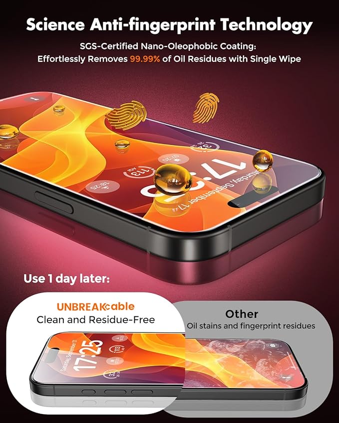 UNBREAKcable for iPhone 16 Screen Protector [Quick-Installation Box] 3-Pack 9H+ Hardness Shatterproof Tempered Glass [99.99% HD Clear] [Case Friendly] [Bubble Free] for iPhone 16 6.1