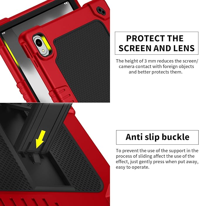 for Onn 12.1 Tablet Pro Tablet Case with 2 Pcs Screen ProtectorBuilt in Kickstand Shoulder Strap Heavy Duty Hybrid Case for Walmart Onn 12.1 Pro Tablet 2024 Model:100146663 (Red/Black)
