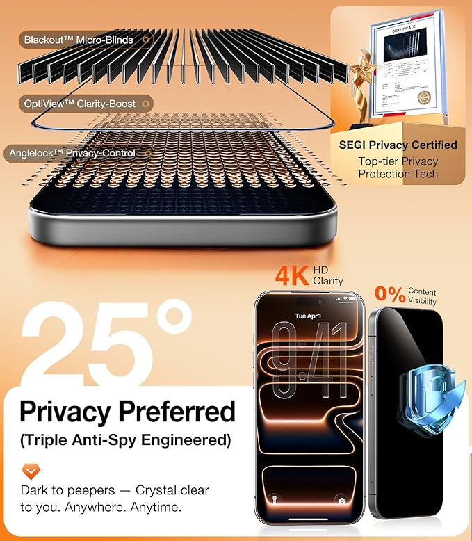 UltraGlass Ultra 9H+ Glass for iPhone 14 Pro Max Privacy Screen Protector [No.1 Military Grade Shatterproof &amp 100% Anti Spy] Glass Privacy Screen iPhone 14 Pro Max Tempered [Longest Durable] 2 Pa