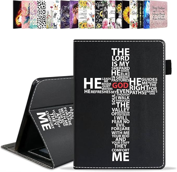 Case for Amazon Kindle Fire HD 10 &amp 10 Plus Tablet 10.1 (13th/11th Generation 2023/2021 Release) - PU Leather Folio Case with Smart Auto Wake/Sleep God Jesus Christian Cross