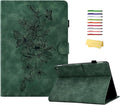 Folio Case for Amazon Kindle Fire HD 8/Fire HD 8 Plus (12th/10th Generation 2024/2022/2020) 8 with Stand/Pencil Holder [Auto Sleep/Wake] Embossed PU Leather Smart Cover Green Butterfly Flower