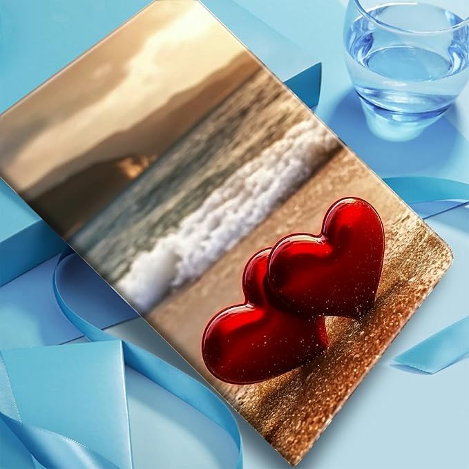 Two Red Hearts On The Beach