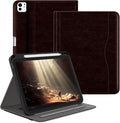 Case for iPad Pro 11 inch (M5/M4) 2025/2024 Multi-Angle PU Leather Cover for i Pad Pro 11 with Pencil Holder/Hand Strap/Pocket Auto Wake/Sleep Dark Brown