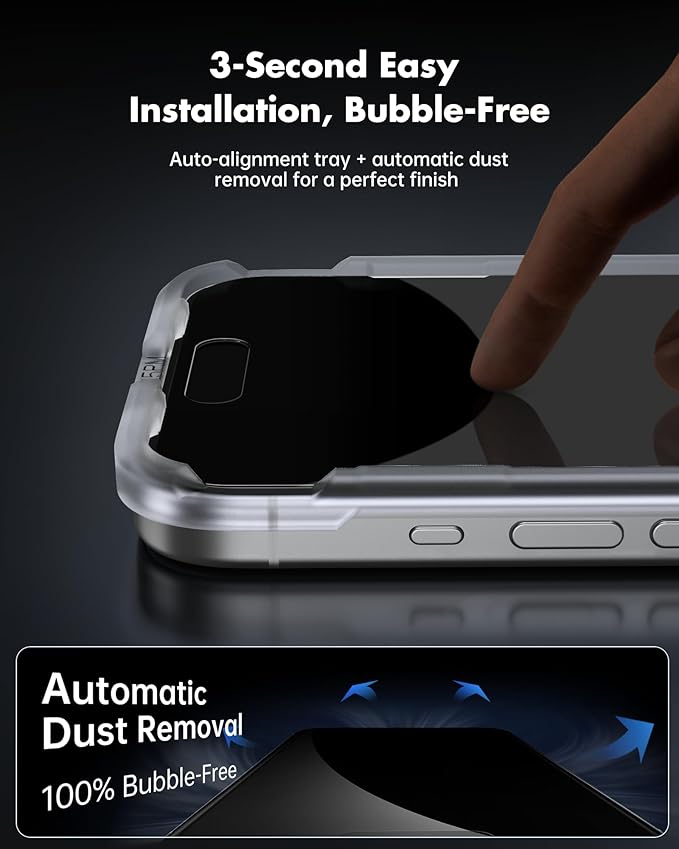 UNBREAKcable Privacy Screen Protector for iPhone 16 Pro (6.3-Inch) 2-Pack + 2 Lens Protectors｜25° Anti-Spy｜9H Hardness｜Anti-Fingerprint｜HD Clarity Tempered Glass
