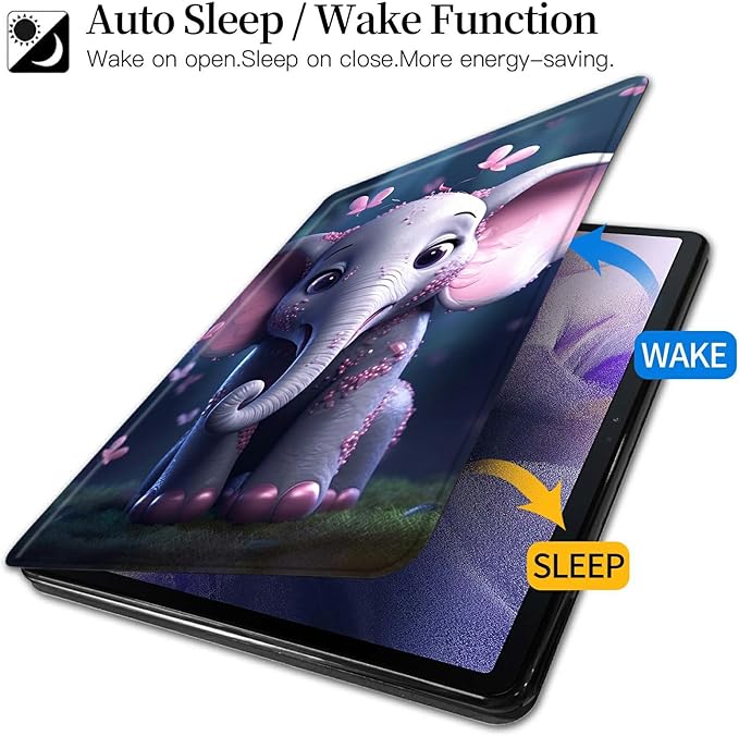 Case for iPad 10.2 Case iPad 9th/iPad 8th/iPad 7th Generation 2021/2020/2019 Elephant and Pink Hearts Theme 360 Degree Rotating Stand Protective Cover with Auto Sleep/Wake for iPad 10.2 Tablet