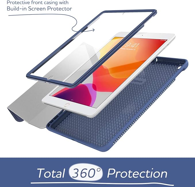 SURITCH Case for iPad 10.2 2021/2020/2019 (9th/8th/7th Generation) Shockproof Protective Smart Cover Case with Stand and Auto Sleep/Wake for iPad 10.2 Inch (Blue)
