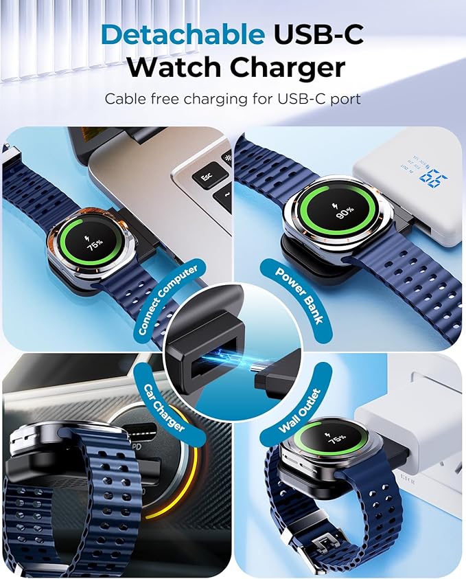 EGV Wireless Charger for Samsung – 3 in 1 Wireless Charging Station for Galaxy S26 Ultra S25 S24 Z Fold Flip 7/6 Detachable Watch Charger for Galaxy Ultra 8/7/6 Foldable Fast Charging No Adapter