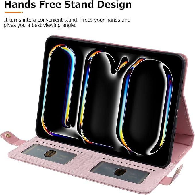 Dteck Handbag Case for iPad 9th/8th/7th Generation 2021/2020/2019 10.2 Inch with Pencil Holder Folio Stand PU Leather Crossbody Shoulder Hand Strap Card Pockets Magnetic Envelope Wallet CoverPink