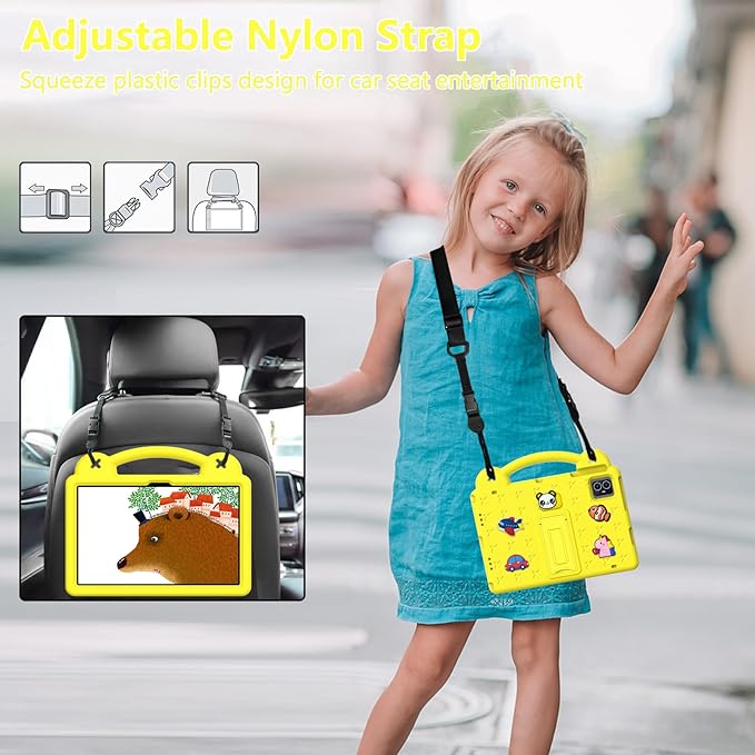 for Revvl Tab 2 Case (2025) EVA Shockproof Tablet Cover with Stand Handle Shoulder Strapfor Tmobile Revvl Tab 2 Tablet Case 10.1'' Yellow
