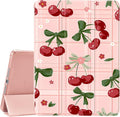 JOYLAND for iPad (A16) 11th Gen 11 Inch 2025iPad 10th Generation Case 10.9 Inch 2022 with Pencil Holder-Auto Wake/SleepCute Pink Cherry Cover Anti-Scratch Shockproof Premium Folio Stand CasePink