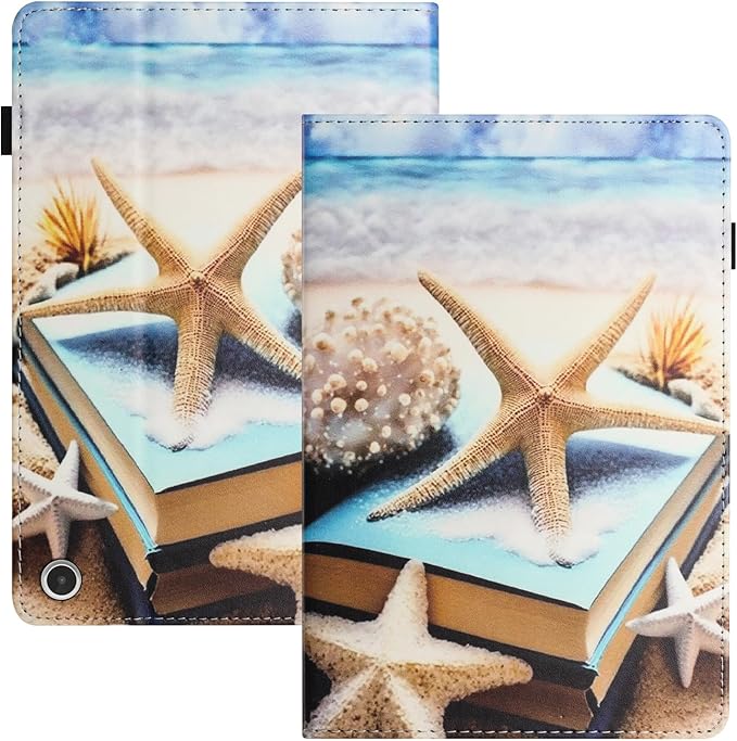 Case for Amazon Kindle Fire Max 11 Tablet (13th Generation2023 Release) 11 with Pencil Holder &amp Folio Stand Magnetic Smart PU Leather Shockproof Cover [Auto Sleep Wake] Beach Starfish