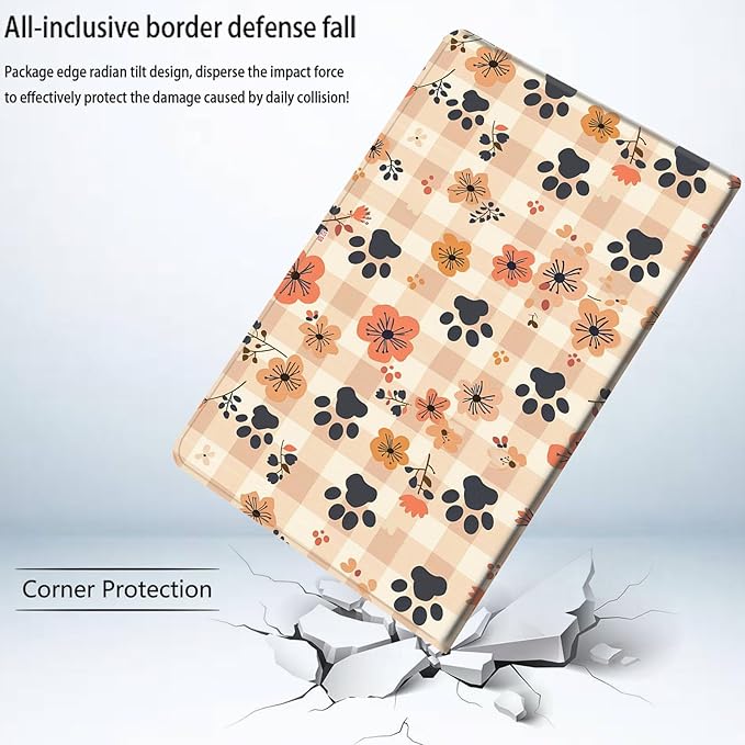 Bxgolkgd Tablet Case for iPad 10.5 Inch (iPad Air 3rd 2019/iPad Pro 2017)Shockproof Stand Cover with Heat DissipationAuto Wake/Sleep FunctionDog Paw Prints and Plum Blossoms