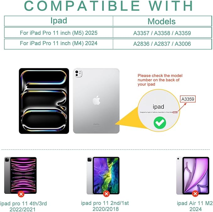 Vimorco Leather Case for iPad Pro 11 inch M5/M4 2025/2024Pu Leather Protective Adjustable Stand Cover Hand StrapCard Pocket with Pencil Holder Auto Wake/SleepWater Lily and Cat