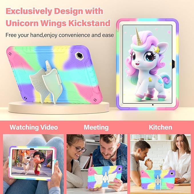 Case for Samsung Galaxy Tab A11+ Plus/ A9+ 11 inch 2025/2023 with Screen ProtectorUnicorn Stand Shoulder StrapShockproof for Galaxy Tab A11 Plus/A9 Plus Tablet Case Kids Girls (Colourful)