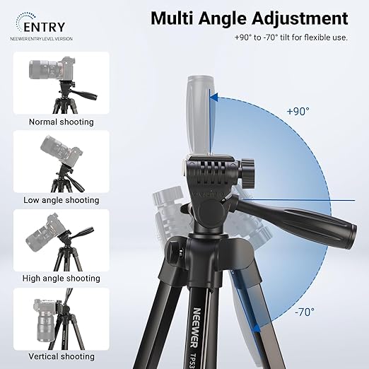 NEEWER Entry Level Version Tripod for Cell Phone &amp Camera Metal Lightweight Portable Travel Stand with Cold Shoe Cellphone Holder Mount Compatible with iPhone for Video Recording Filming TP53