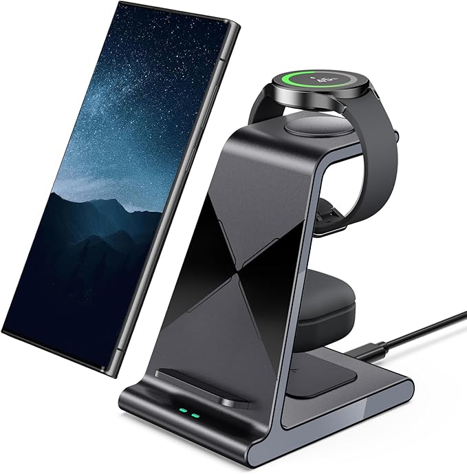 Wireless Charger for Samsung S25 Ultra Charging Station for Galaxy S25/S25 Edge/S24 Ultra/S24+/S24/S23/S22/Note 20/Z Flip 7/Fold 7 for Galaxy Watch 8/8 Classic/Ultra/7/6 Galaxy Buds 2 Pro/Pro