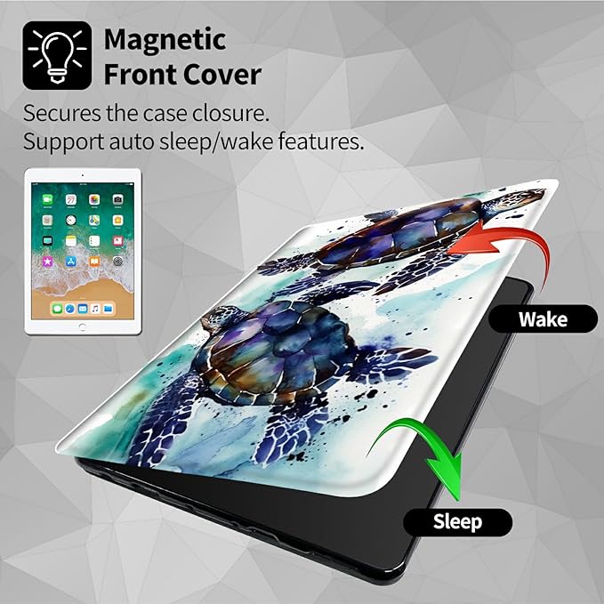 Case for All-New Kindle Fire 7 Tablet (12th Generation 2022 Release)360 Degree Rotating Swivel Stand Protective Cover for Fire 7 2022 TabletSea Turtle